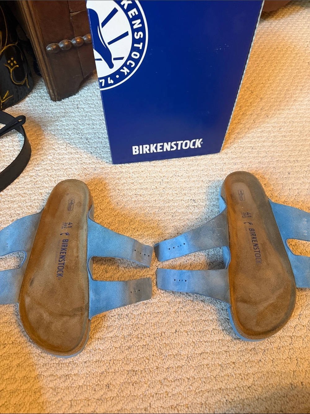 Birkenstock Sky Blue Suede Arizona Sandals - Picture 2 of 12